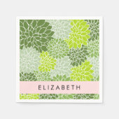 Groene dahlia bloemen, bloemmotief, Jouw naam Servet (Voorkant)