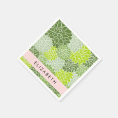 Groene dahlia bloemen, bloemmotief, Jouw naam Servet (Hoek)