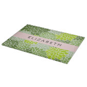 Groene dahlia bloemen, bloemmotief, Jouw naam Snijplank (Hoek)