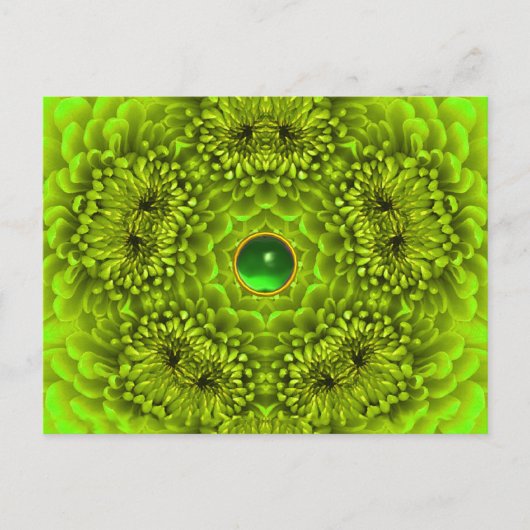 GROENE DAHLIA EN SMARAGD EDELSTEEN Bloemen Briefkaart (Voorkant)