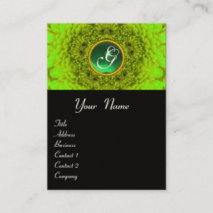 GROENE DAHLIA MONOGRAM, SMARAGD zwart geel Visitekaartje