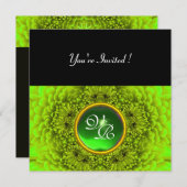 GROENE DAHLIA,SMARAGD,Heldergroen,Zwarte Feest Kaart (Voorkant / Achterkant)
