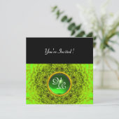 GROENE DAHLIA,SMARAGD,Heldergroen,Zwarte Feest Kaart (Staand voorkant)