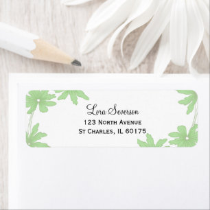 Groene Daisies op wit retouradres Etiket