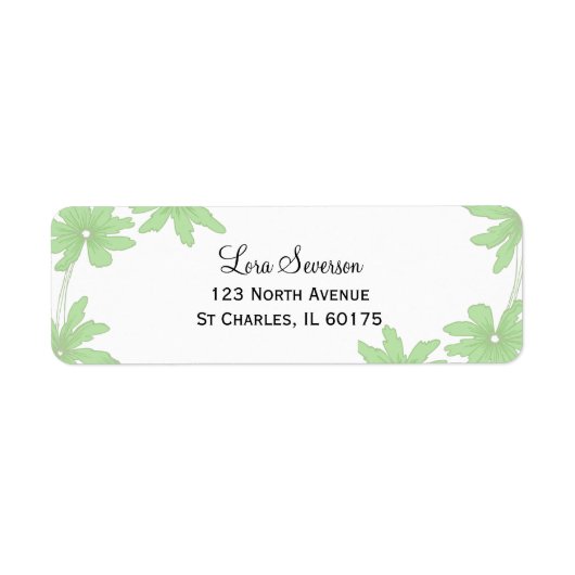Groene Daisies op wit retouradres Etiket (Voorkant)