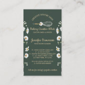 Groene Daisy Bakkerij Rustieke Whisk Bloemen Visitekaartje (Achterkant)