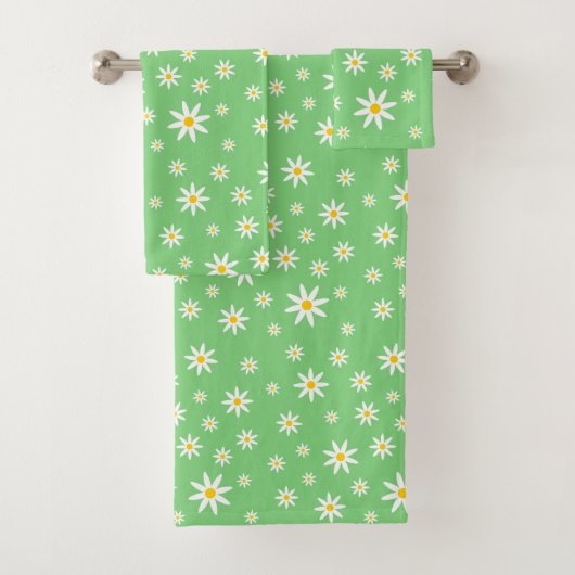 Groene Daisy Bath-handdoekset Bad Handdoek (Insitu)