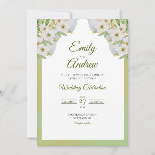 Groene Daisy Boog Elegante Bloemige Waterverf Trou Kaart