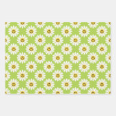 Groene Daisy Floral Stripes Polka Dot Inpakpapier Vel (Voorkant)