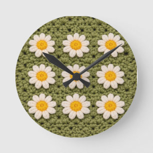Groene Daisy Granny Square Haakpatroon Bloem Ronde Klok