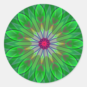 Groene Daisy Mandala Flower Decal Fractal Sticker