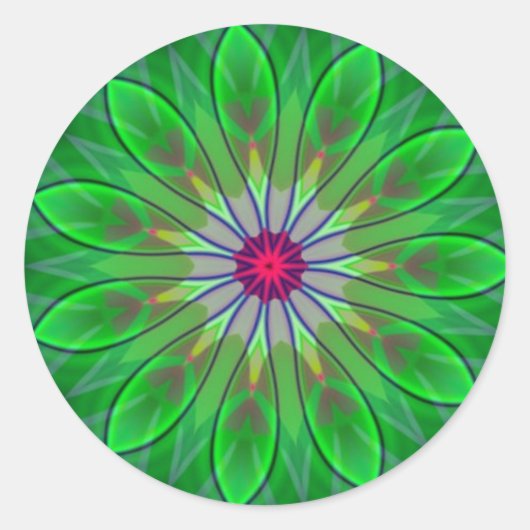 Groene Daisy Mandala Flower Decal Fractal Sticker (Voorkant)