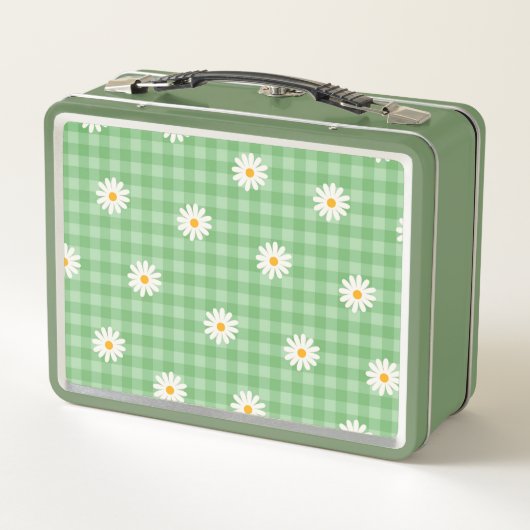 Groene Daisy Plaid Gingham Controleer bloemenpatro (Achterkant)