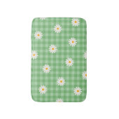 Groene Daisy Plaid Gingham Controleer bloemenpatro Badmat (Voorkant Verticaal)