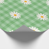 Groene Daisy Plaid Gingham Controleer bloemenpatro Cadeaupapier (Hoek)