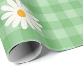 Groene Daisy Plaid Gingham Controleer bloemenpatro Cadeaupapier (Rol Hoek)