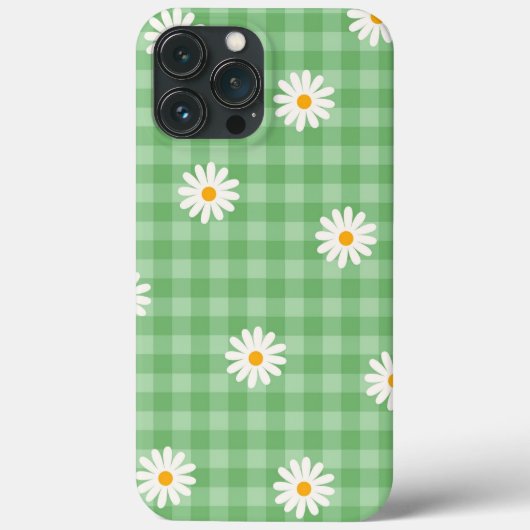 Groene Daisy Plaid Gingham Controleer bloemenpatro Case-Mate iPhone Case (Achterkant)
