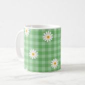 Groene Daisy Plaid Gingham Controleer bloemenpatro Koffiemok (Voorkant links)