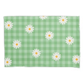 Groene Daisy Plaid Gingham Controleer bloemenpatro Kussensloop (Voorkant)