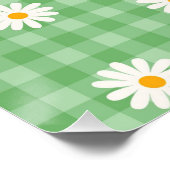 Groene Daisy Plaid Gingham Controleer bloemenpatro Perfect Poster (Hoek)