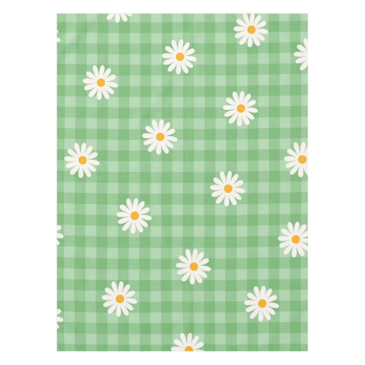 Groene Daisy Plaid Gingham Controleer bloemenpatro Tafelkleed (Voorkant)