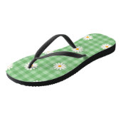 Groene Daisy Plaid Gingham Controleer bloemenpatro Teenslippers (Schuin)