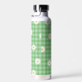 Groene Daisy Plaid Gingham Controleer bloemenpatro Waterfles (Rechts)