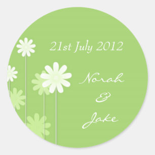 Groene Daisy Wedding Envelope Seal Ronde Sticker