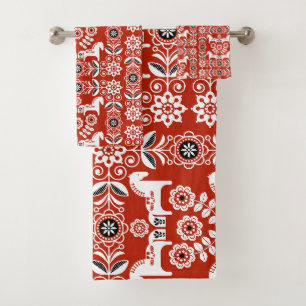 Groene Dala Zweedse Paard Print Bad Handdoek