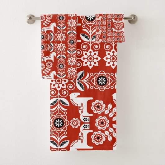 Groene Dala Zweedse Paard Print Bad Handdoek (Insitu)