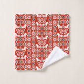 Groene Dala Zweedse Paard Print Bad Handdoek (Wasdoekje)