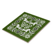 Groene Dala Zweedse Paard Print Tegeltje (Zijkant)