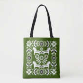 Groene Dala Zweedse Paard Print Tote Bag (Voorkant)
