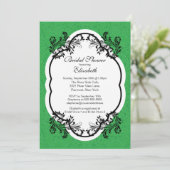  Groene Damask Bridal Shower Invitation Kaart (Staand voorkant)