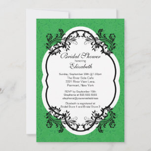 Groene Damask Bridal Shower Invitation Kaart