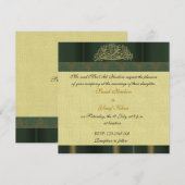 Groene Damask-bruiloft Kaart (Voorkant / Achterkant)