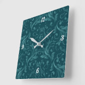 Groene Damask Custom Design Square Clock Vierkante Klok (Hoek)