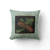 Groene Damask en Waterverf Pine Cones