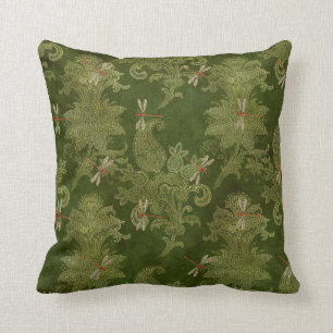  groene Damask Floral Oranje Dragonflies Kussen
