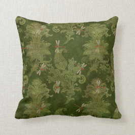  groene Damask Floral Oranje libellen Kussen