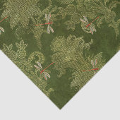  groene Damask Floral Oranje libellen Tissuepapier (Detail)
