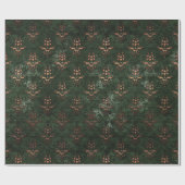 Groene Damask Gold Elegant  Vakantie Cadeaupapier (Vlak)