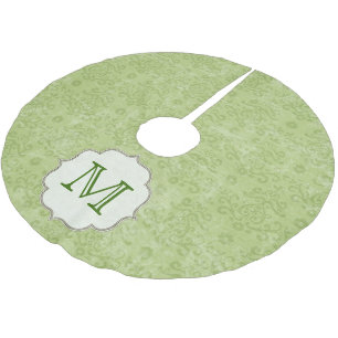 Groene Damask Lace Monogram Initiaal boomrok Kerstboom Rok