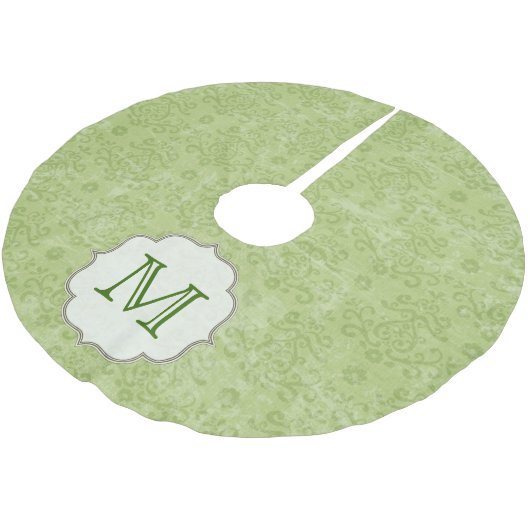 Groene Damask Lace Monogram Initiaal boomrok Kerstboom Rok (Gekanteld)