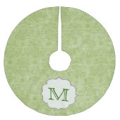 Groene Damask Lace Monogram Initiaal boomrok Kerstboom Rok (Voorkant)