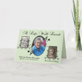 Groene Damask Memorial Kaart met Multi Foto's (Voorkant)