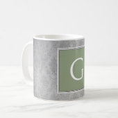 Groene  Damask Monogram Mok (Voorkant links)