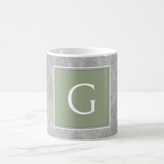Groene  Damask Monogram Mok (Center)