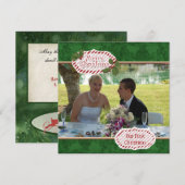 Groene Damask n Holly Foto Kerst Kaart (Voorkant / Achterkant)