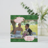 Groene Damask n Holly Foto Kerst Kaart (Staand voorkant)